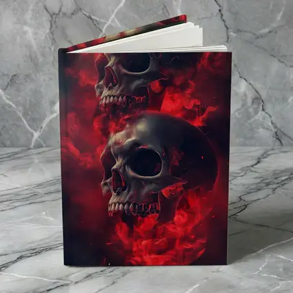 Two Skulls Engulfed In Red Flames