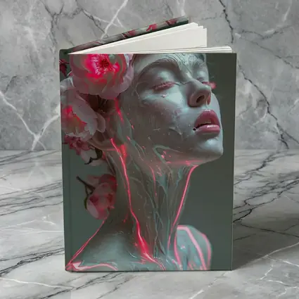 Surreal Woman Sculpture Neon Peonies Floral
