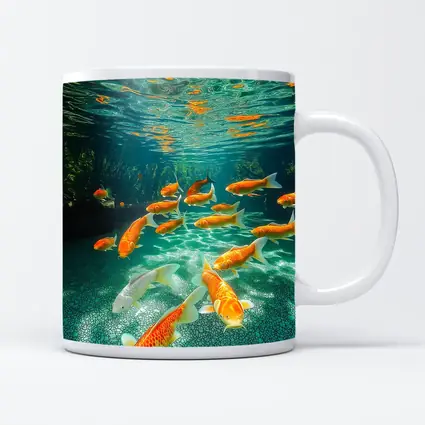 Koi Fish Swimming in Tropical Pond
