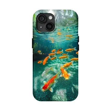 Koi Fish Swimming in Tropical Pond