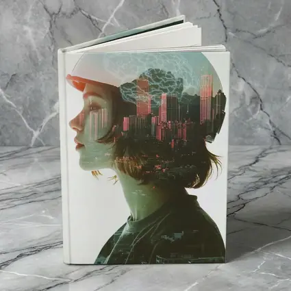 Woman Double Exposure City Brain Skyline