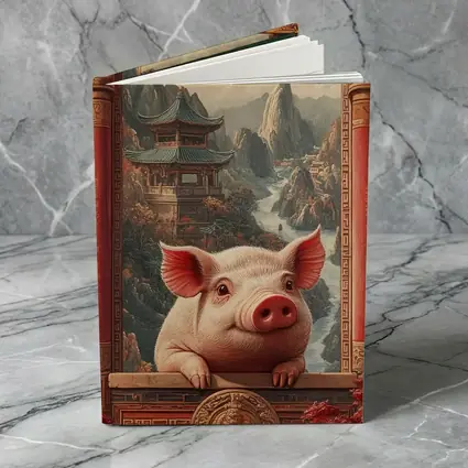 Pig Chinese Temple Mountain Landscape Art