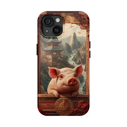 Pig Chinese Temple Mountain Landscape Art