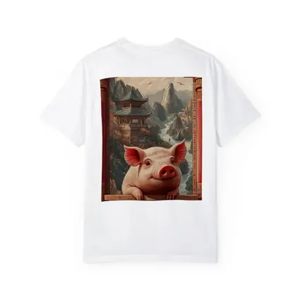 Pig Chinese Temple Mountain Landscape Art