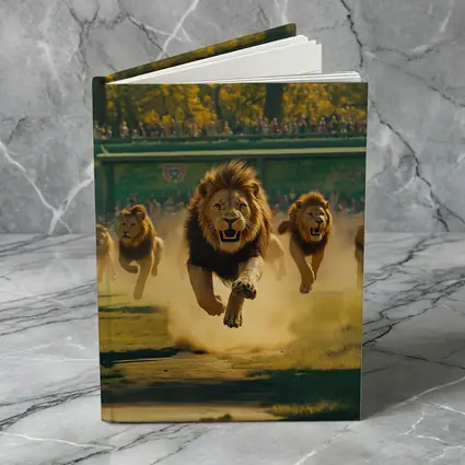 Lions Running Across Sunlit Park Ground