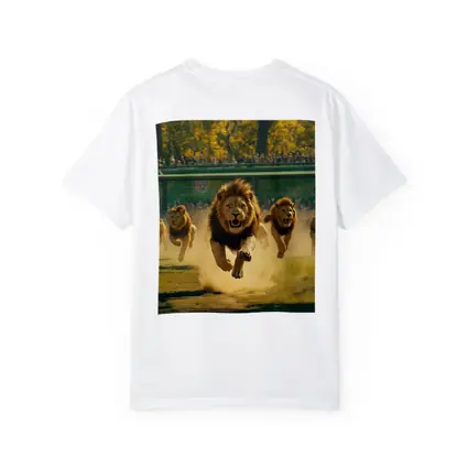 Lions Running Across Sunlit Park Ground