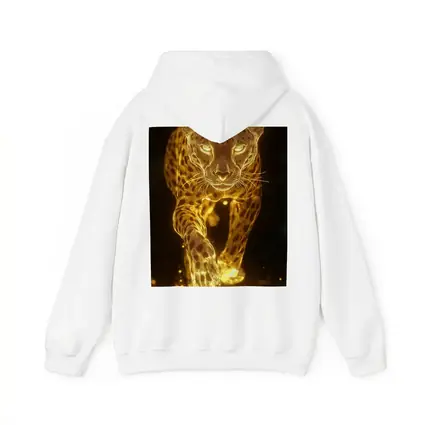 Golden Glowing Leopard Running On Dark Background