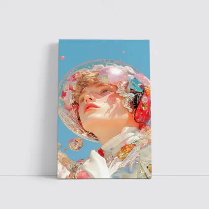Surreal Girl Bubble Helmet Blue Sky
