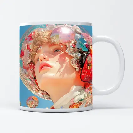 Surreal Girl Bubble Helmet Blue Sky