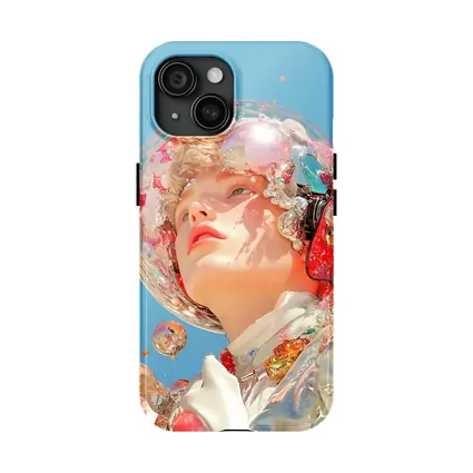 Surreal Girl Bubble Helmet Blue Sky