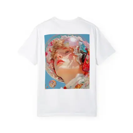 Surreal Girl Bubble Helmet Blue Sky