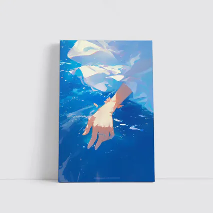 Anime Girl Hand Submerged Blue Water