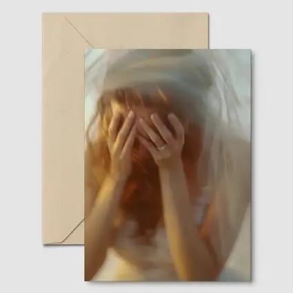 Distressed Bride Covering Face Soft Background