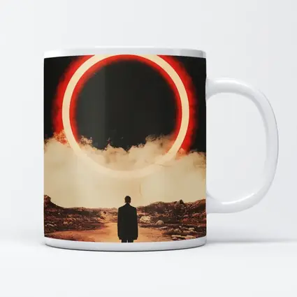 Lone Man Red Glowing Circle Desert