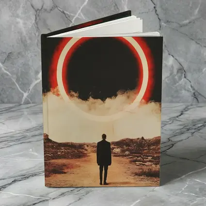 Lone Man Red Glowing Circle Desert