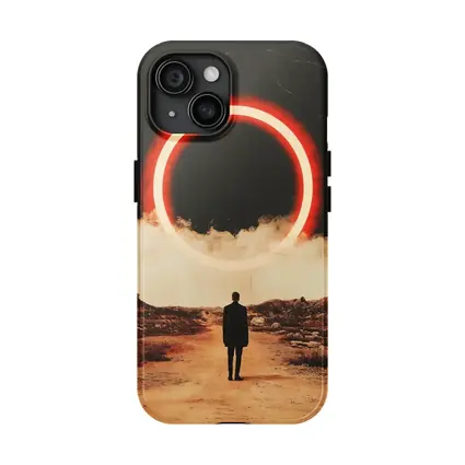 Lone Man Red Glowing Circle Desert