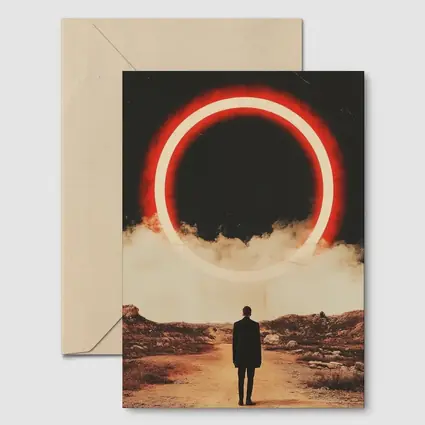 Lone Man Red Glowing Circle Desert