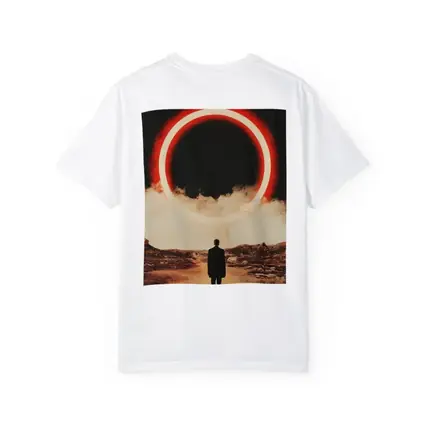 Lone Man Red Glowing Circle Desert