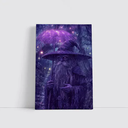 Purple Wizard Rain Fantasy Forest Art