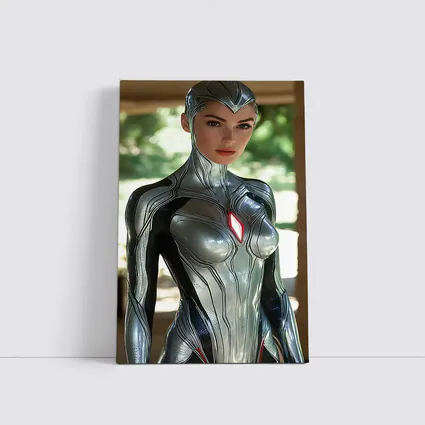 Silver Armored Female Warrior Sci Fi Art