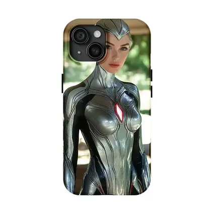 Silver Armored Female Warrior Sci Fi Art