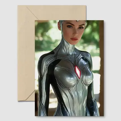 Silver Armored Female Warrior Sci Fi Art