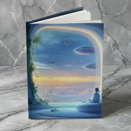 Futuristic City Girl Window Flying Spaceships