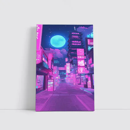 Anime Tokyo Street Neon Night Moon
