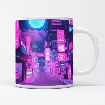 Anime Tokyo Street Neon Night Moon