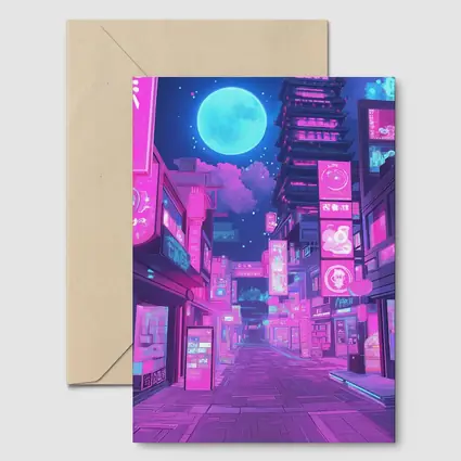 Anime Tokyo Street Neon Night Moon