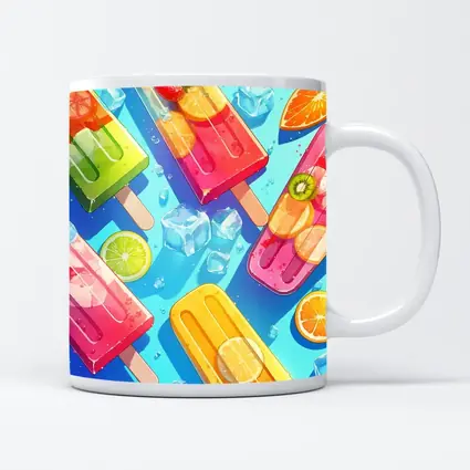 Colorful Fruit Popsicles On Blue Summer Background