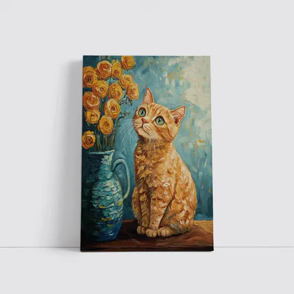 Orange Tabby Cat Van Gogh Style Painting