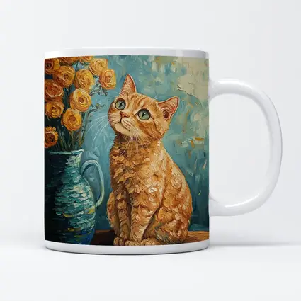 Orange Tabby Cat Van Gogh Style Painting
