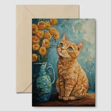 Orange Tabby Cat Van Gogh Style Painting