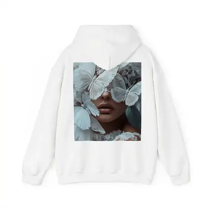 Woman Portrait White Butterflies Lace Fantasy