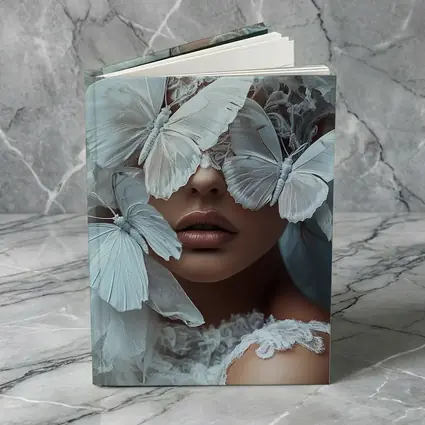 Woman Portrait White Butterflies Lace Fantasy