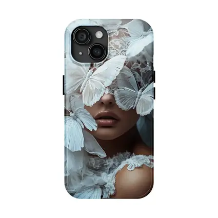 Woman Portrait White Butterflies Lace Fantasy
