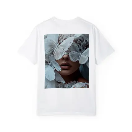Woman Portrait White Butterflies Lace Fantasy