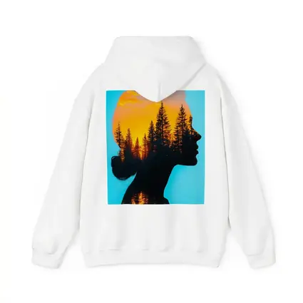 Woman Silhouette Double Exposure Forest Sunset