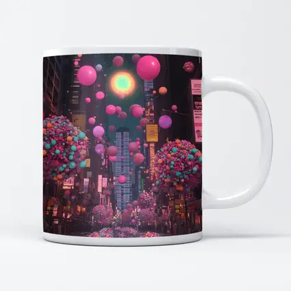 Colorful Balloons Floating Over City Street