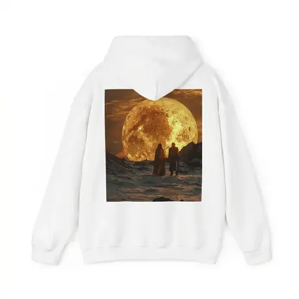 Two Figures Before Giant Golden Moon