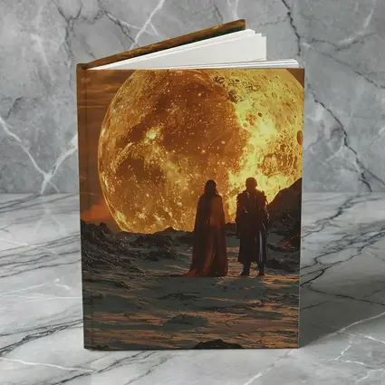 Two Figures Before Giant Golden Moon