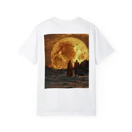 Two Figures Before Giant Golden Moon