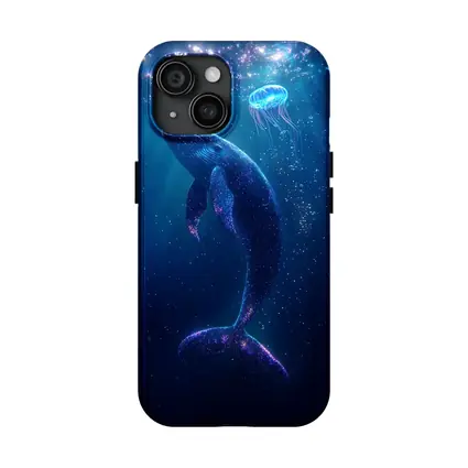 Glowing Whale and Jellyfish Deep Ocean
