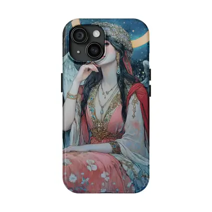 Angel Woman Jeweled Crown Starry Night Forest