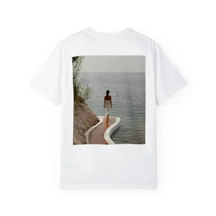 Woman Walking Curved Coastal Path Ocean View