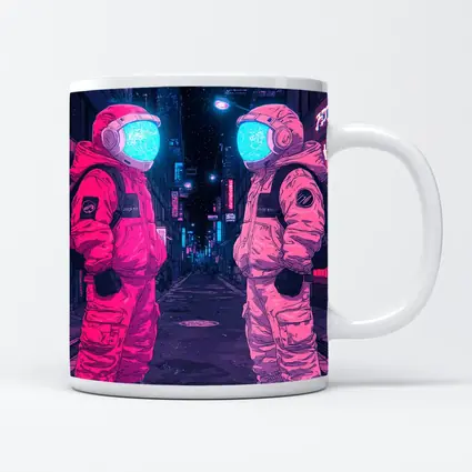Astronauts Neon Tokyo Street Night Art