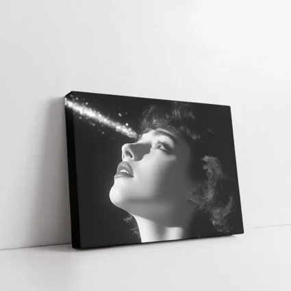 Black And White Woman Glowing Light Portrait