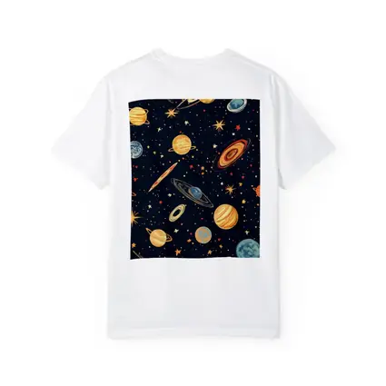 Retro Space Planets Stars Dark Blue Pattern