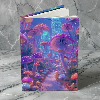 Neon Mushroom Forest Glowing Futuristic City